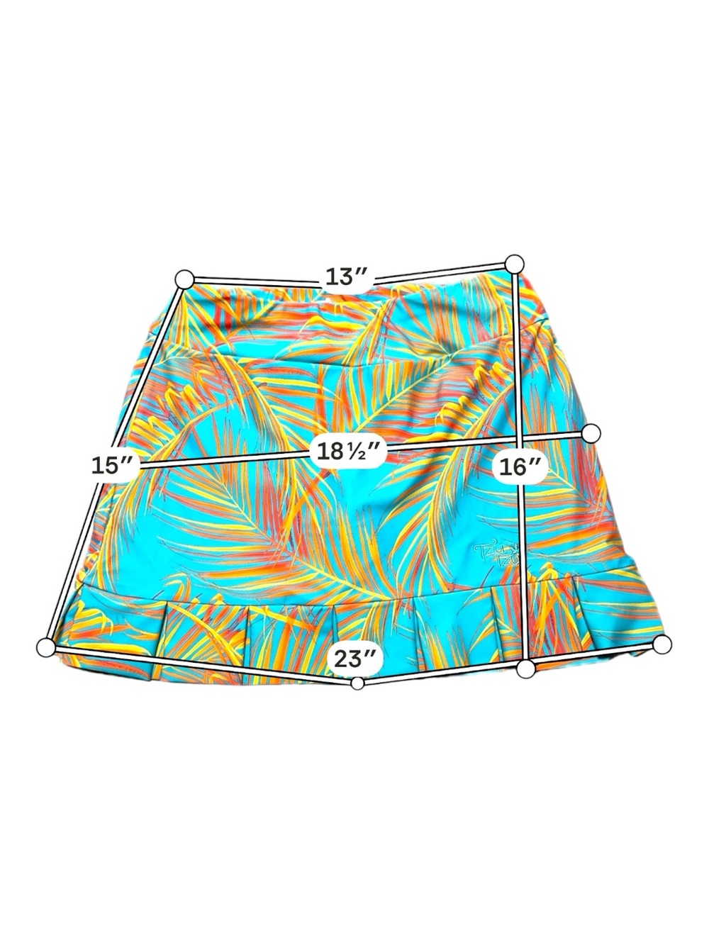 Tzu Tzu Womens Small Samba skort teal Tropical palm leaf print Athletic Golf - Picture 3 of 8